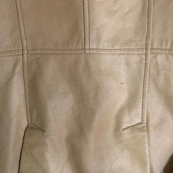 Vintage Arden B | Y2K Penny Lane Tan Leather Coat Fur Collar Embroidered | Sz S - Picture 13 of 13